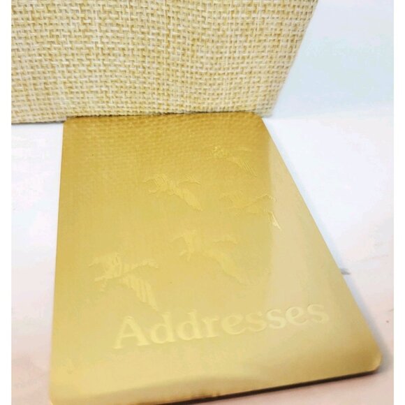 Vtg Pocket Compact Magnetic Close Gold Address Book Duck Geese Hunting Theme - Picture 2 of 4